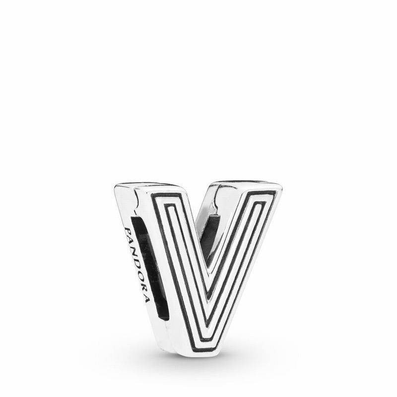 Pandora Reflexions™ Letter V Clip Charm NZ, Sterling Silver (071362-EQM)